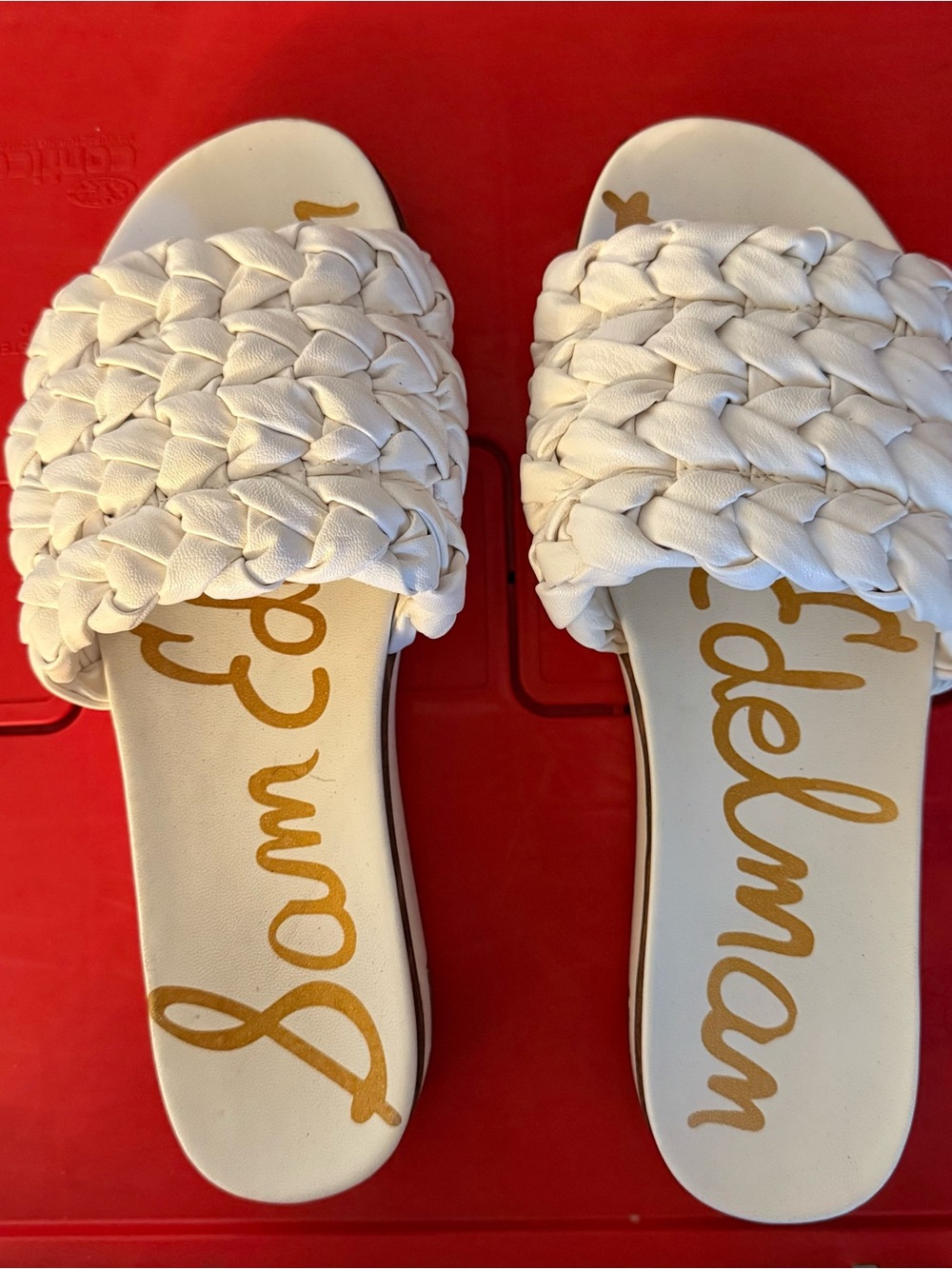 Sam Edelman White Braided Slide Sandals